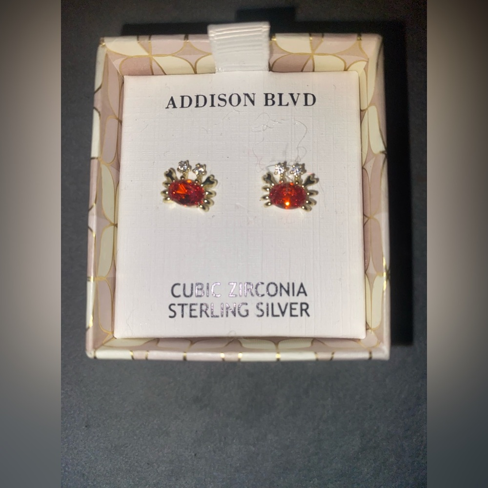 BNIB Addison Blvd. Glittering Petit Orange Crab Stud Earrings